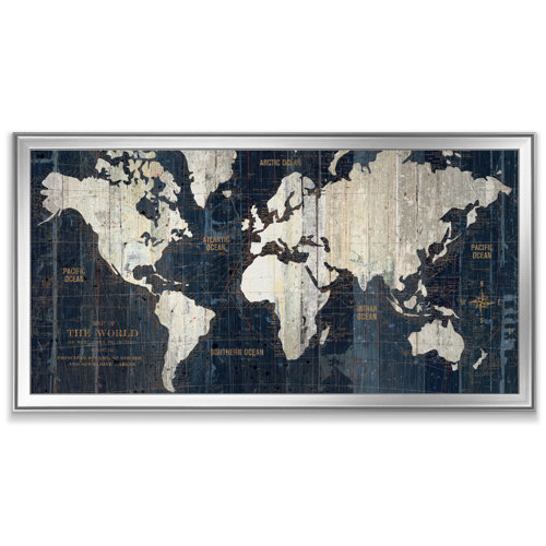 Steelside™ Old World Map Blue Picture Frame Print on Canvas & Reviews